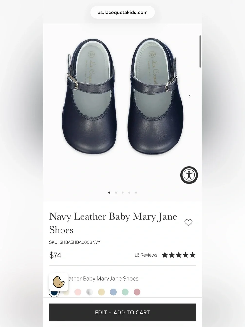 La Coqueta Navy Leather Baby Mary Jane Shoes